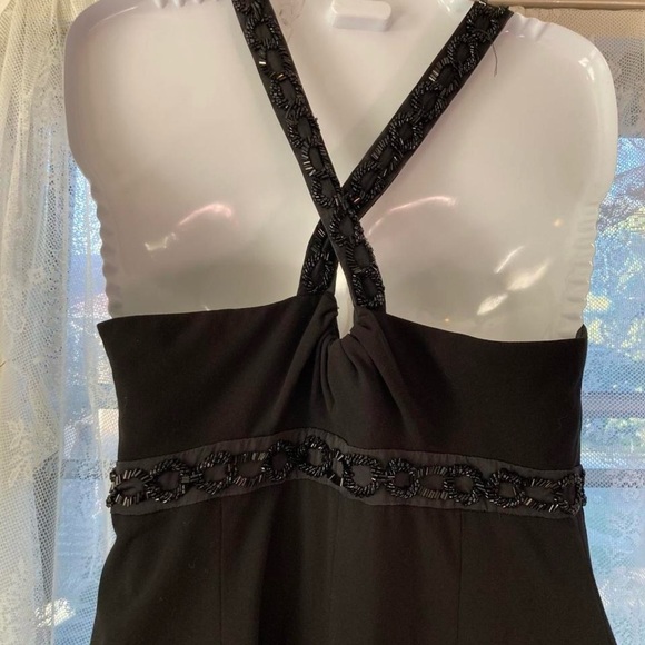 Jones New York Black Backless Dress with Beaded Neck and Mid Section 4 - Picture 5 of 7